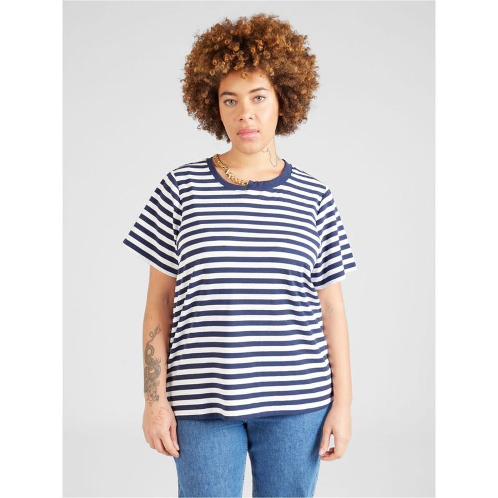 Michael Kors Womens Stripe Chain Neck Embellished T-Shirt, White, Plus Size, ...